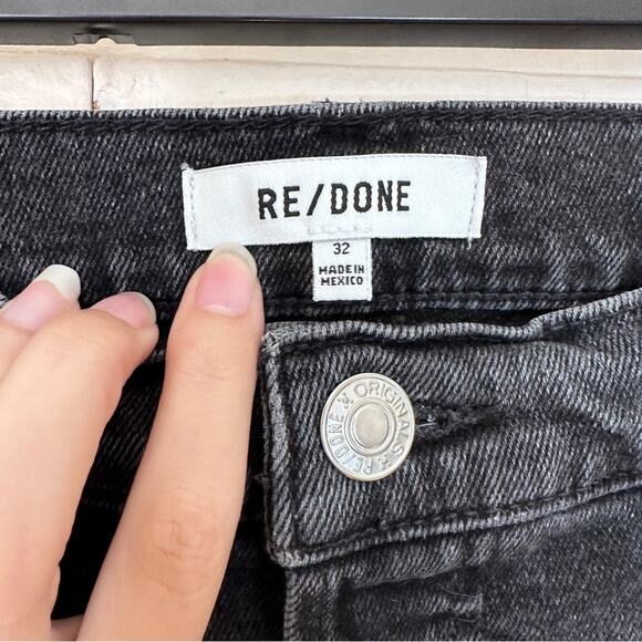 Re/done Originals 70s Stove Pipe Jean In Faded Coal With Rips 32 - Picture 4 of 8
